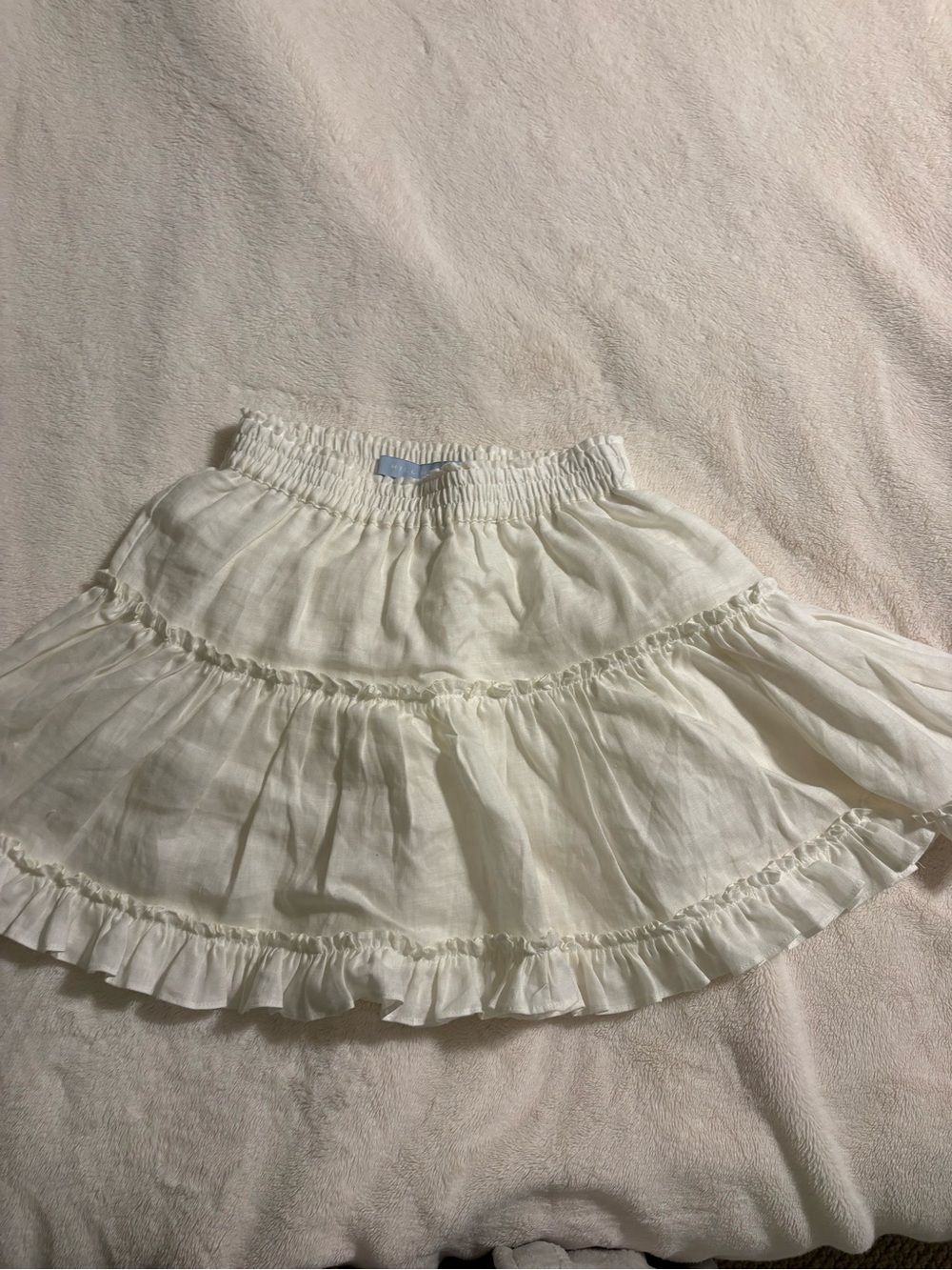 Hill House Cream Tiered Ruffle Mini Skirt